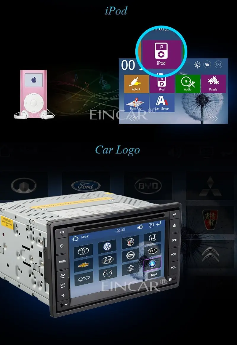 Автомагнитола 2 Din с GPS навигацией 6 дюйма Bluetooth MP3 MP4 FM/AM iPod беспроводная камера