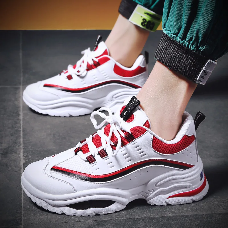 Men Chunky Shoes Quality PU Leather Breathable Casual Dad Lace Up Fashion Sneakers Outdoor Male Adult | Обувь