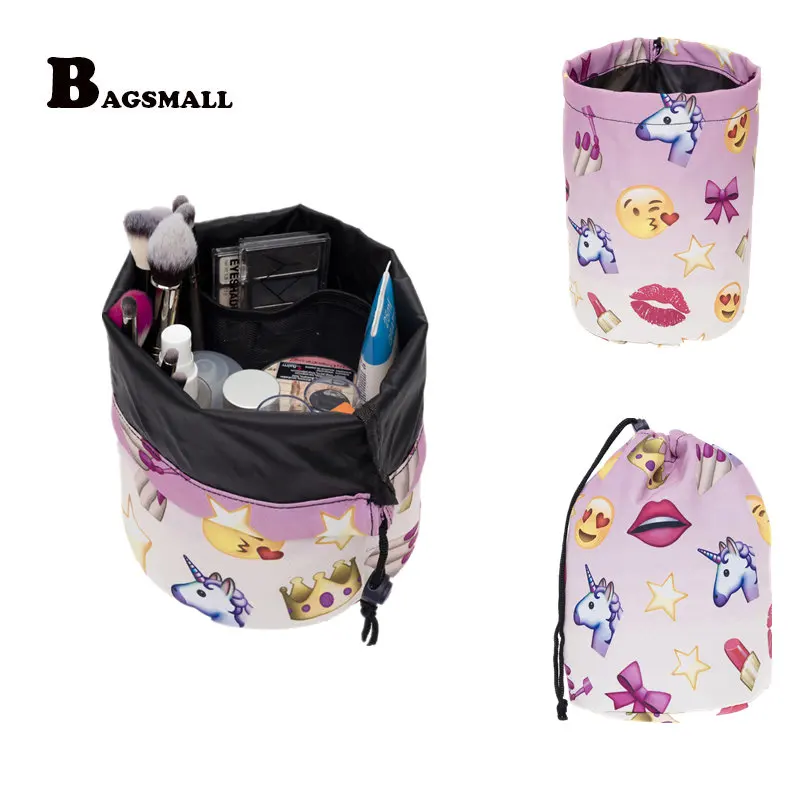 BAGSMALL Водонепроницаемый косметичка Emoji красоты лица ведро Бочкообразная