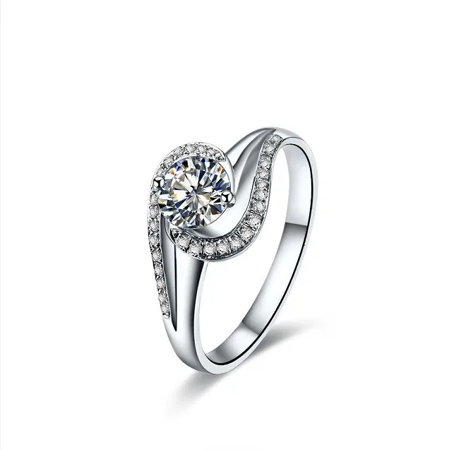 0.5Ct превосходное роскошное кольцо синтетическое с бриллиантом для женщин