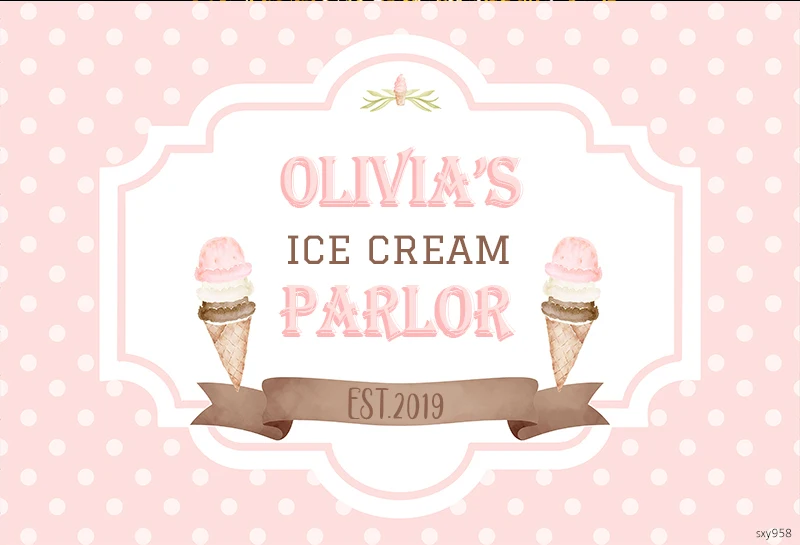 Sensfun Ice Cream Parlor Photography Backdrop White Pink Polka Dots Baby Shower Birthday Party Backgrounds For Photo Studio |