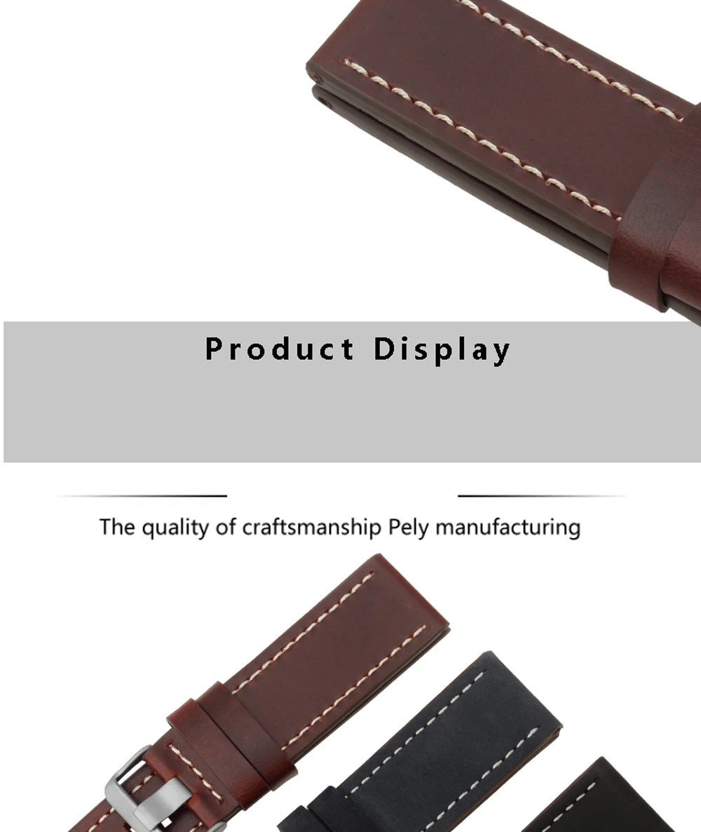 PEIYI replacement leather watchband for Garmin Fenix 3 26mm black brown genuine leather strap with tools and connecting rod