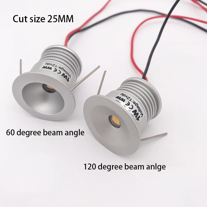 Minifoco LED para techo, iluminación empotrada pequeña, escaparate de cocina, paso de pared, luz de escalera, punto regulable de 12V, 1W