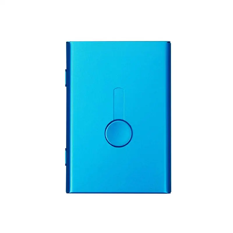 Blue Бизнес-держатель для карт, чехол для рук, банковская посылка для членских карт, металлическая ультратонкая алюминиевая упаковочная коробка, органайзер, корейский стиль - Цвет: Blue