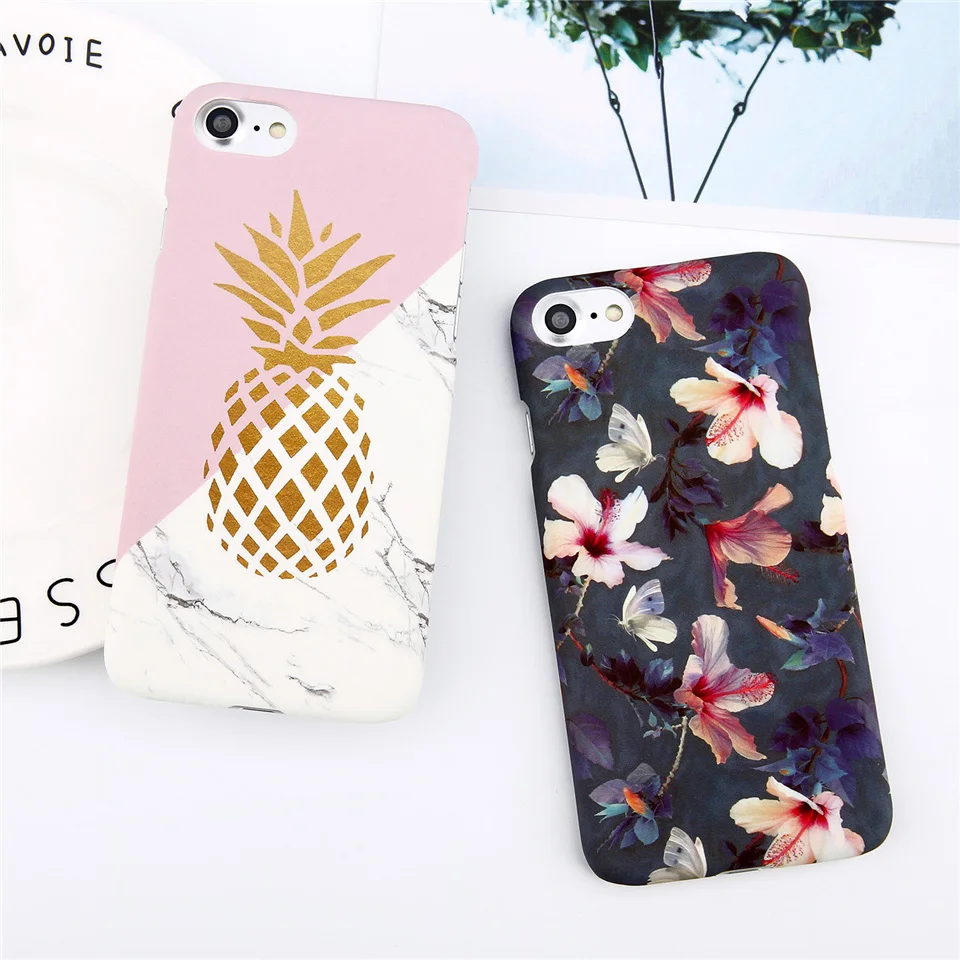 Lovebay чехол для телефона для iPhone 6, 6s, 7, 8 Plus, X, XR, XS, Max, 5, 5S, SE, мультяшный лист, цветок, геометрическая форма, ананас, Жесткий Чехол для iPhone X