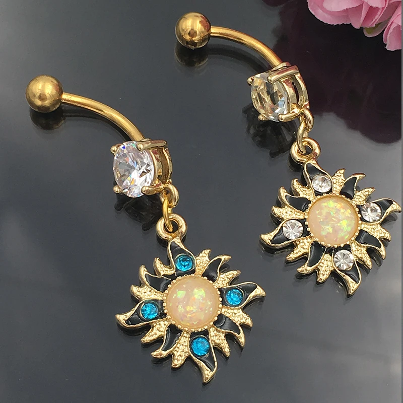 Женское кольцо на пупок с белым огненным опалом 1 шт.|sexy body jewelry|body jewelrybelly button rings |