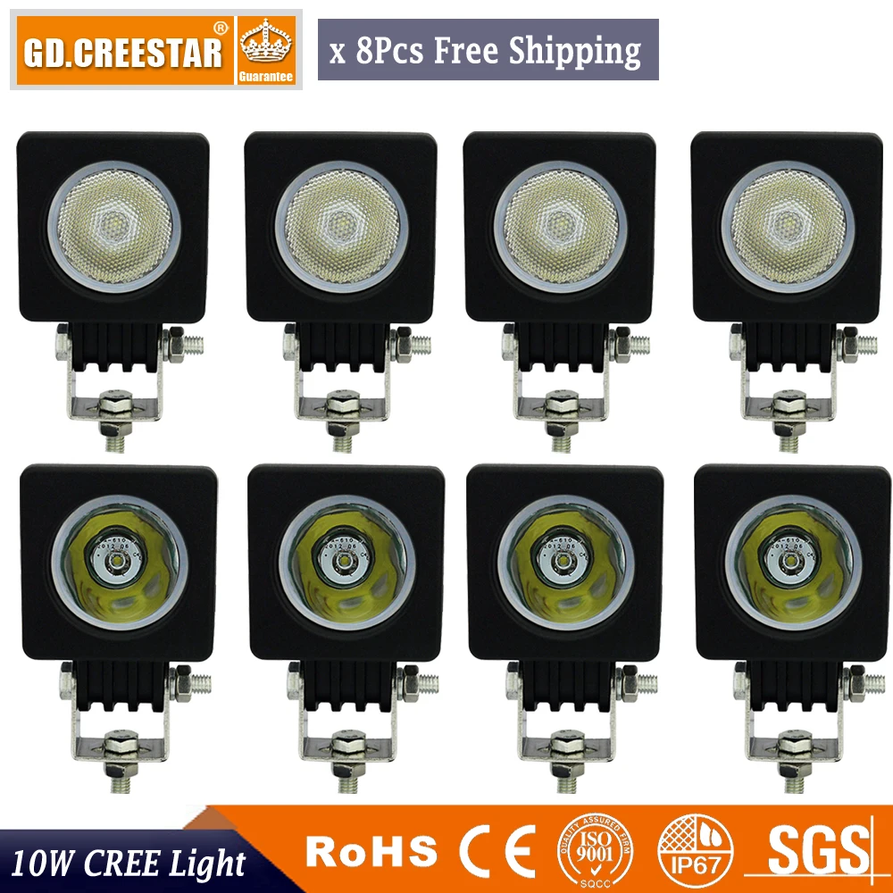 

10 Вт 2-дюймовый квадратный мини моторный велосипед точечный светодиодный рабочий светильник для 4x4 utv лодка SUV грузовик автомобиль ATV Рыбалка...