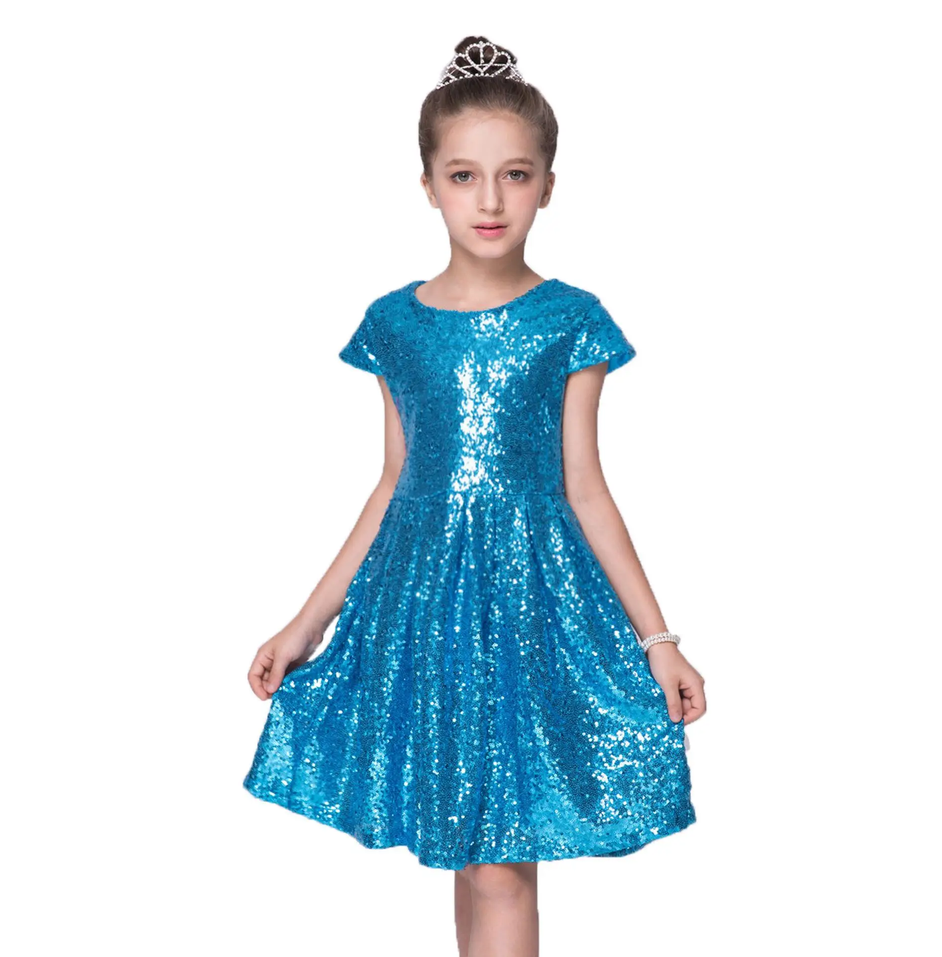 

2019 Summer Girls Dress Sequin Girls Costume Princess Dress Banquet Host Kid Dress Of Girls Vestidos