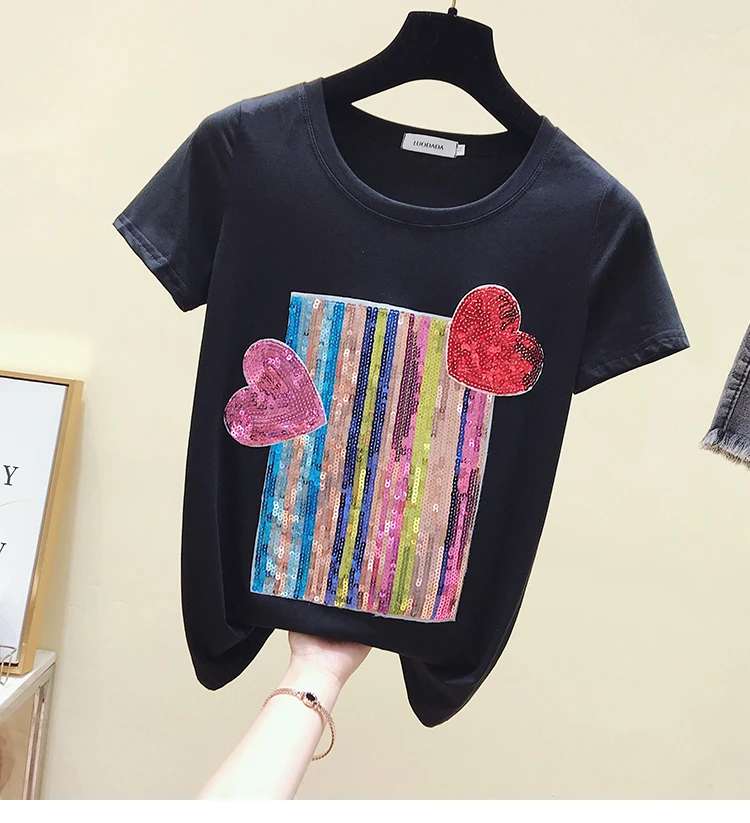 Хлопковая белая футболка женские топы Новинка лета 2019 Женский Топ женская с