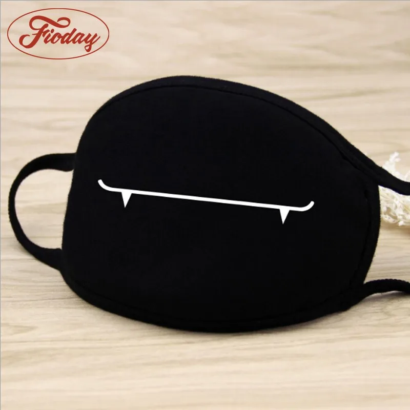 Fashion Unisex Cartoon Pattern Black Cotton Face Mask Cute 3D Print Half Face Mouth Muffle Masks Outdoor Cycling Mask A12D15
