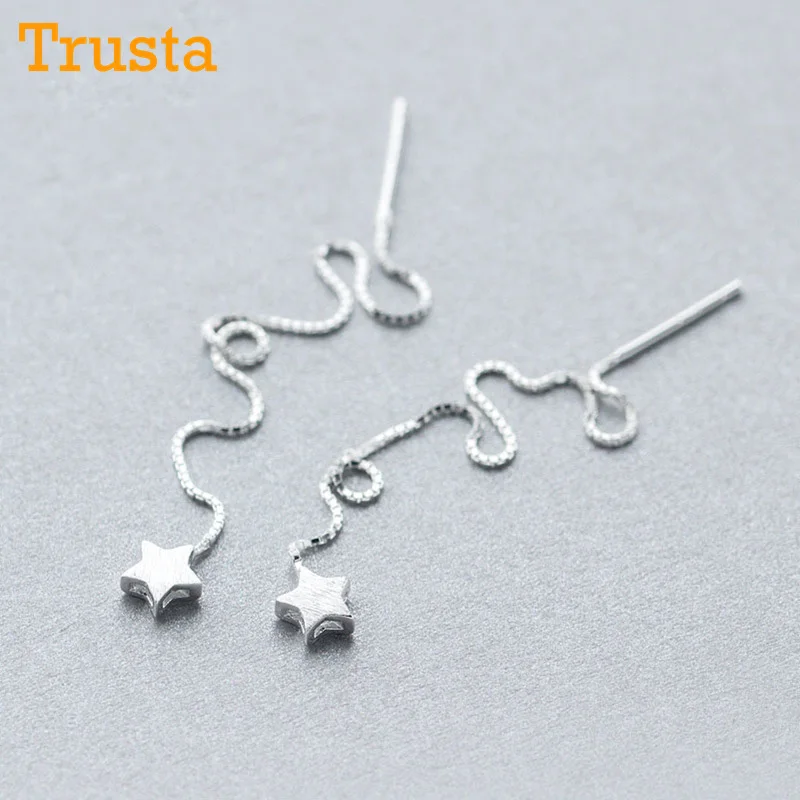 Trusta, 925 пробы, серебряные серьги, ювелирное изделие, в виде капли, одноцветные, с бусинами, с ушной линией, в Крутом стиле, для девочек-подростков, для женщин, DS1277