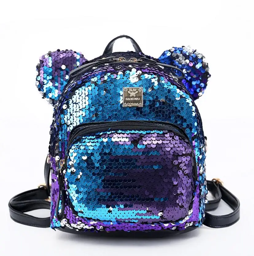 Shinning Bling Sequins Cute Big Rabbit Ears Backpack for Teenager Girls mochila Shoulder bag Women Mini Travel cute Bag escolar | Багаж и