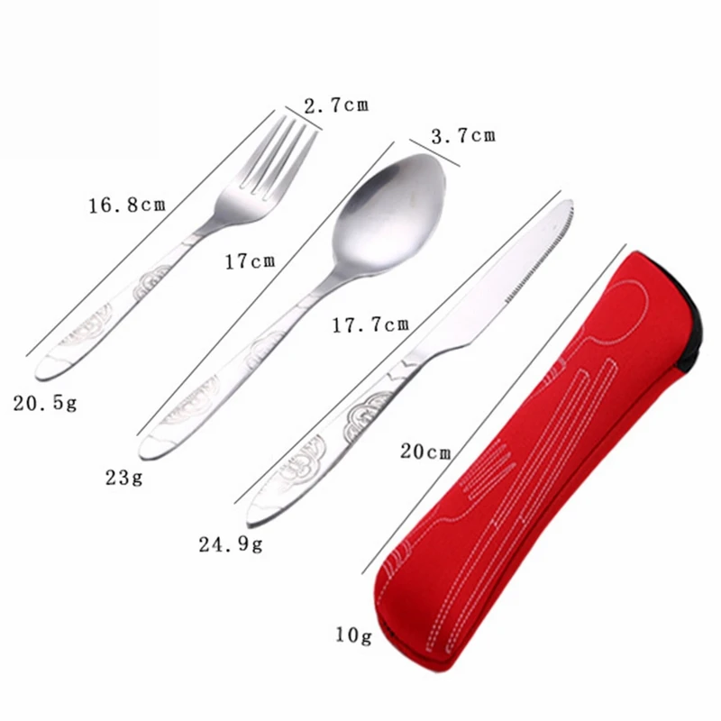 Hoomall 3Pcs/set Portable Stainless Steel Cutlery Set Dinner Tableware Flower Painting Fork Case Kit For Camping | Дом и сад