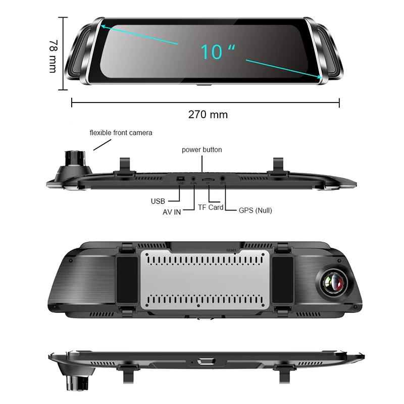 ANSTAR 10 &quotавтомобильного потока заднего вида Камера тире Cam1080P Ночное видение