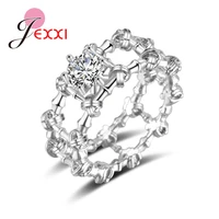 hot new arrive vintage statement jewelry with white cz crystal 925 sterling silver wedding engagement rings for women