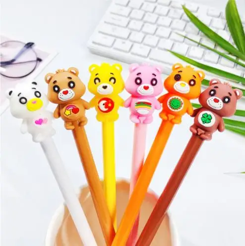 1 шт Ручка гелевая с медведем 0,5 мм Kawaii ручка Новинка Канцелярские милые студенческие ручки черные гелевые ручки канцелярские принадлежности Kawaii школьные принадлежности
