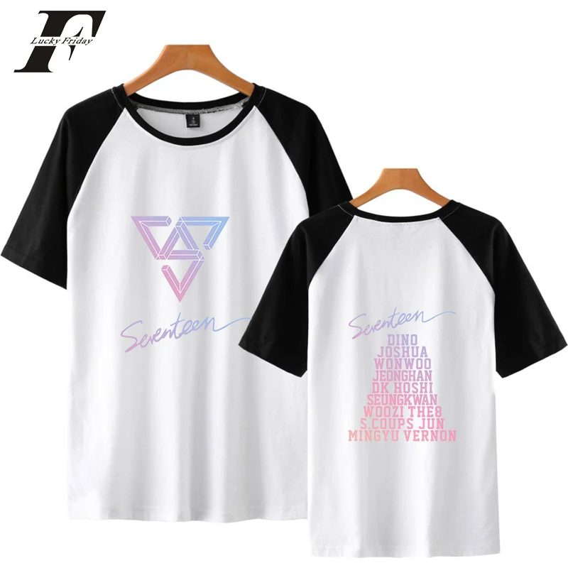 Футболка реглан 2018 SEVENTEEN Кей поп Корейская хлопковая harajuku с длинным рукавом в
