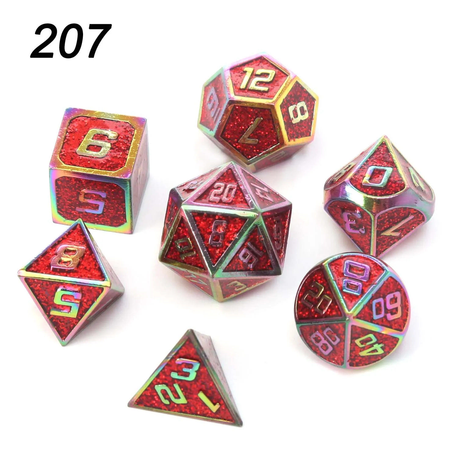 Chengshuo starlight металлические кости dnd Набор кубиков rpg многогранные Твердые подземелья и дракон настольные игры цинковый сплав зеленый d& d кости 7 шт - Цвет: 207