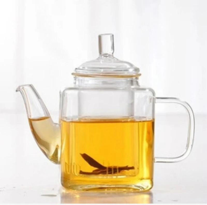 

300ML square flower teapot with inner filter teapot heat-resistant glass can be directly heated teahouse special Pu'er teapot