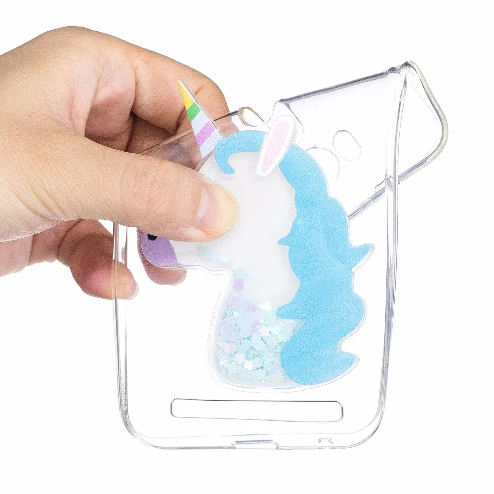 For Asus ZE500KL Cover Luxury 3D Quicksand Unicorn Soft Transparent TPU Case ASUS ZenFone 2 Laser Cases Back |