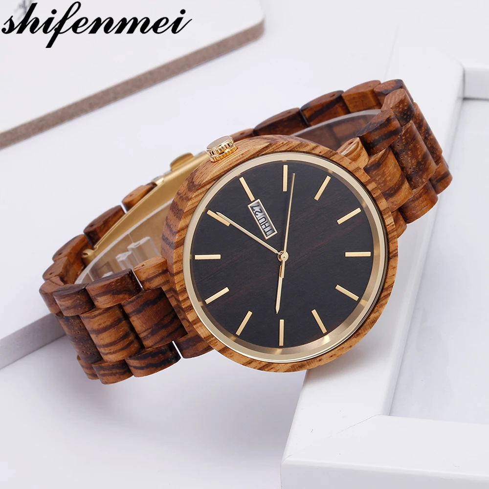 Shifenmei S5510 Брендовые мужские деревянные часы Мужские Женские водонепроницаемые с