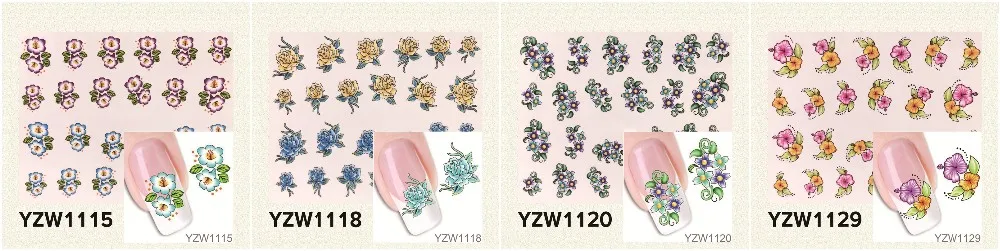 YWK 1 лист топ продаж Золотой цветок наклейки для ногтей красивые 3D наклейки для ногтей