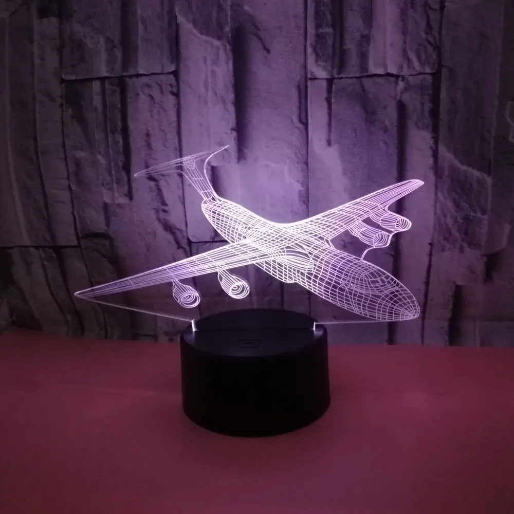 3d ночной Светильник Aircraft 7 цветов светодиодный визуальный Настольный светильник