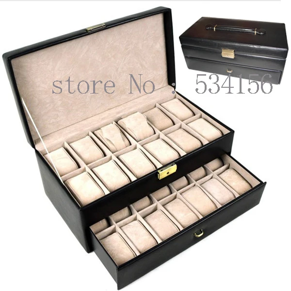 Бесплатная доставка Роскошные кожа PU Ювелирные витрины коробка для часов может