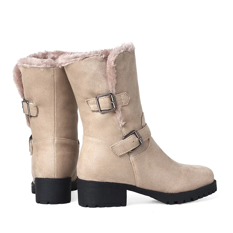 YMECHIC/женская зимняя обувь цвет бежевый коричневый теплые плюшевые зимние ботинки