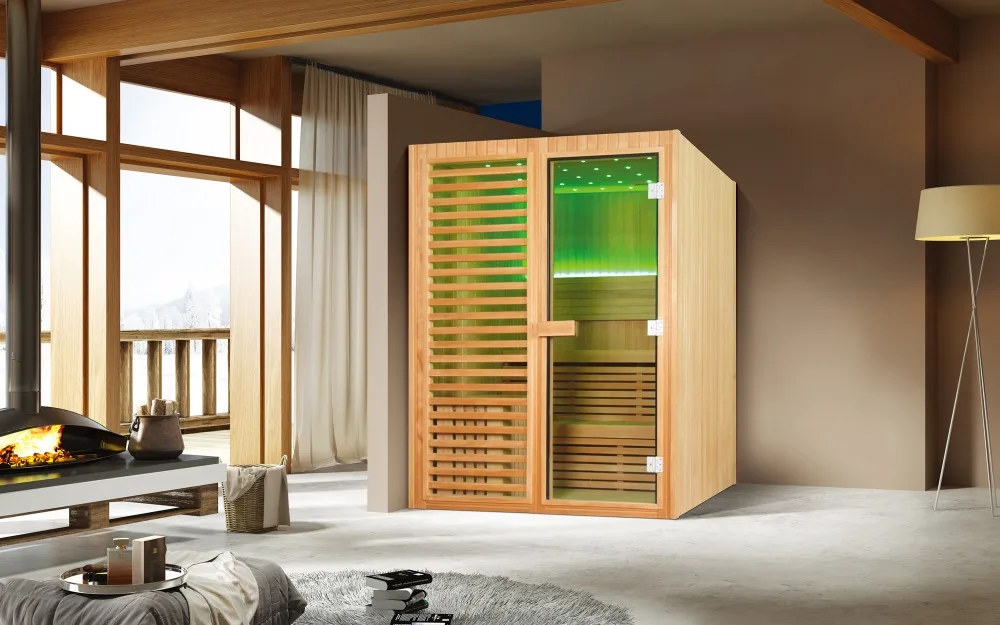 new Fashion Beautiful indoor dry sauna room African white wood Sauna House with LED Ceiling(M-6038