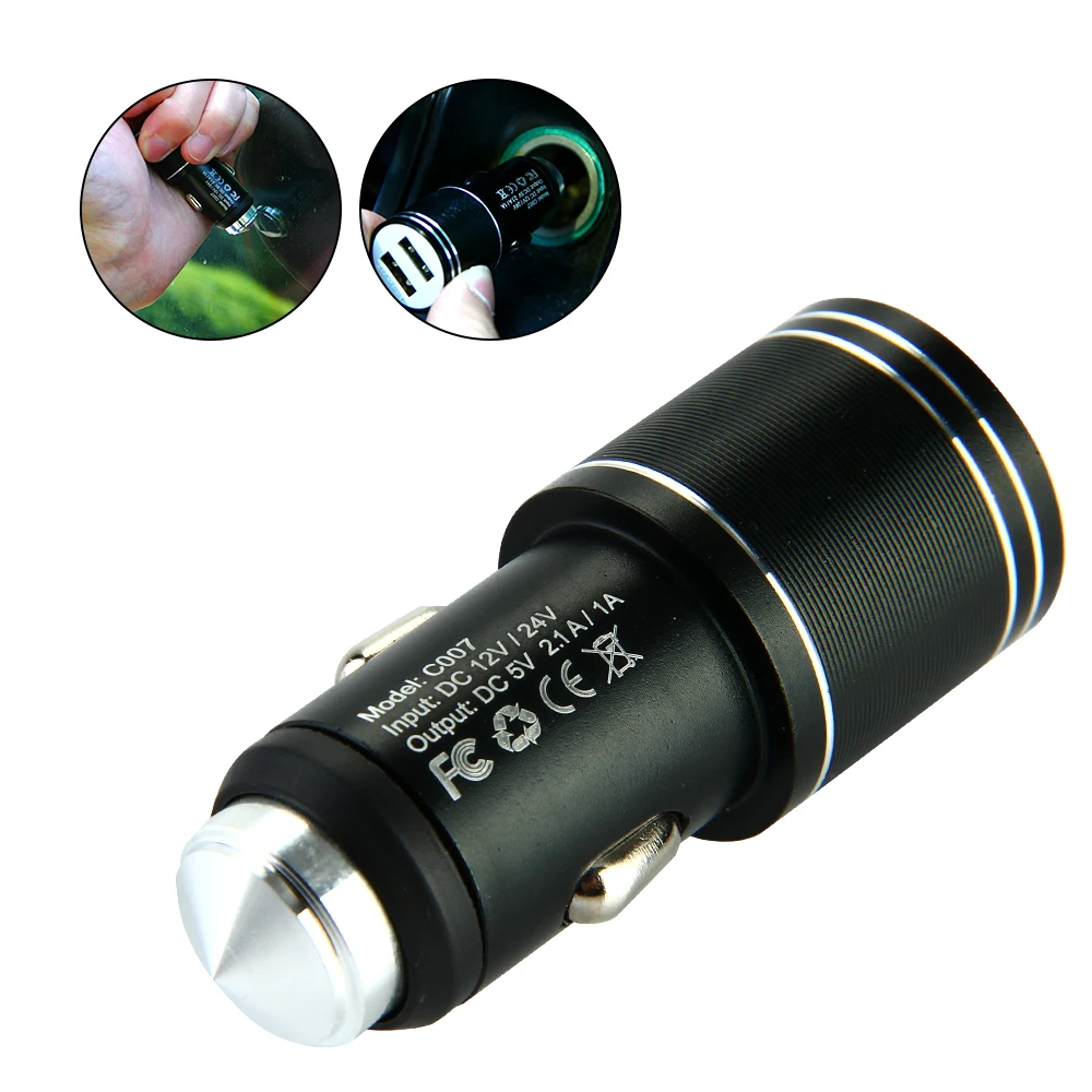 Автомобильное зарядное устройство с молотком два usb порта алюминиевый адаптер