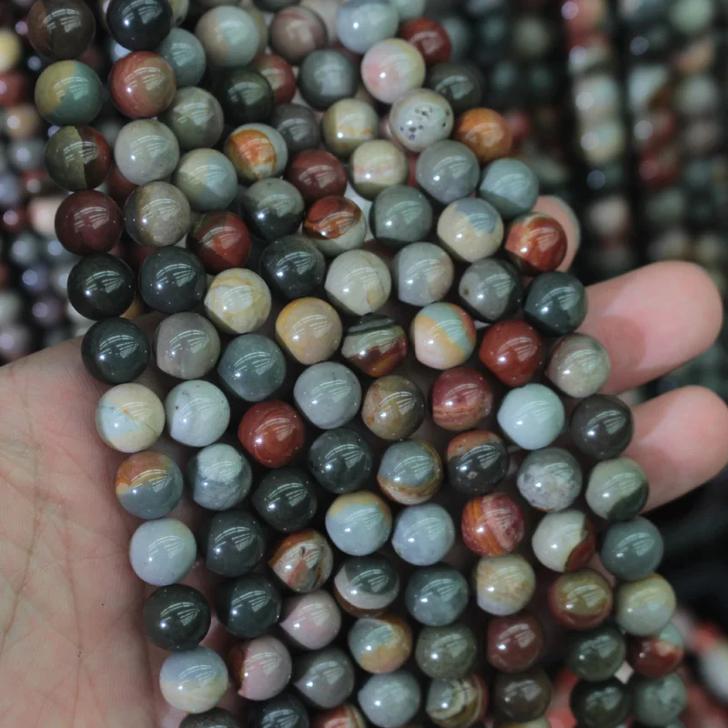 

Round Polychrome Jaspers Beads Natural Stone Diy Spacer Beads For Jewelry Making Strand 15" Wholesale !