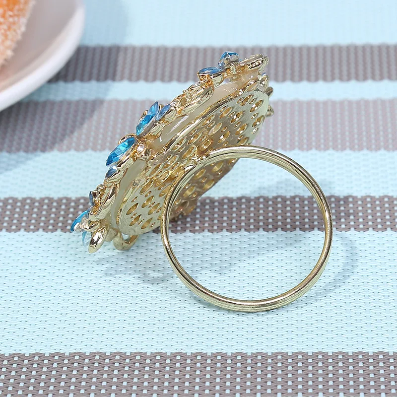 50PCS creative metal napkin ring flower imitation jade cocktail jewelry home furnishings | Дом и сад