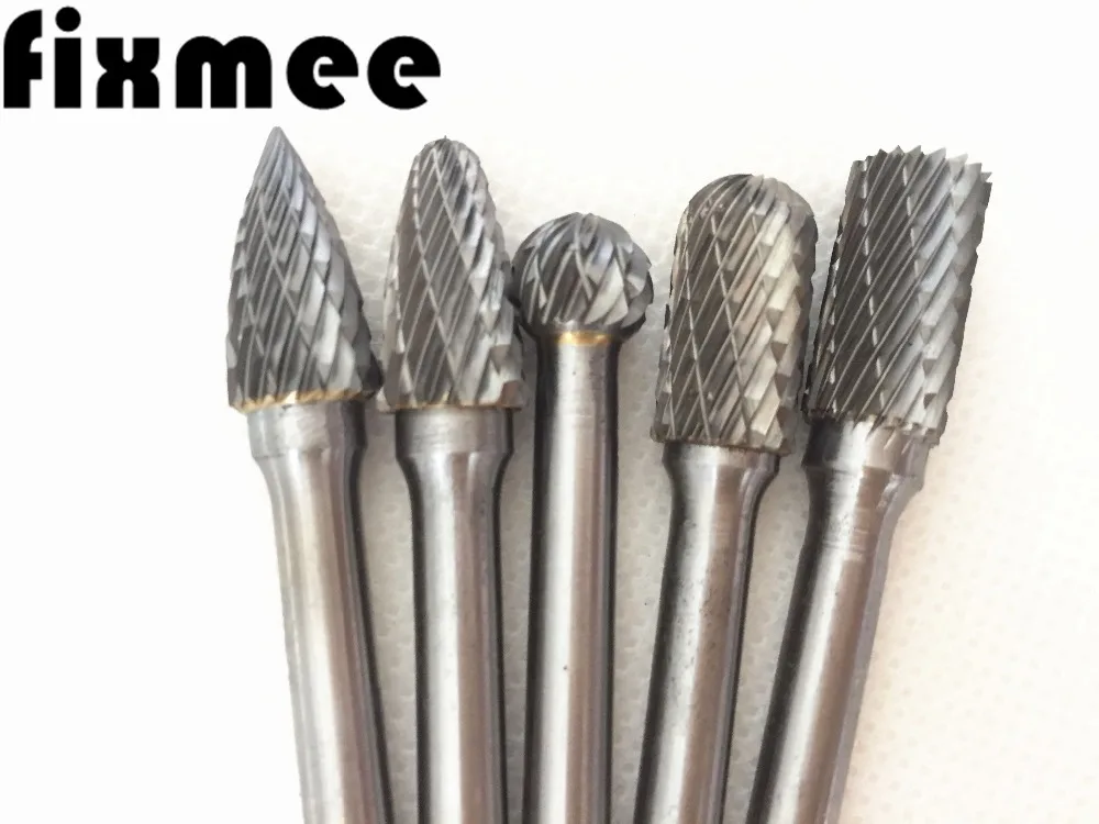 Fixmee 10 мм Головка карбида вольфрама роторные заусенцы высечки резец бит 6 мм хвостовик