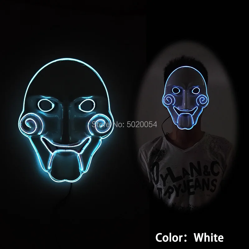 Популярные Хэллоуин испуганный светодиодный светильник маска ужаса мигающая EL