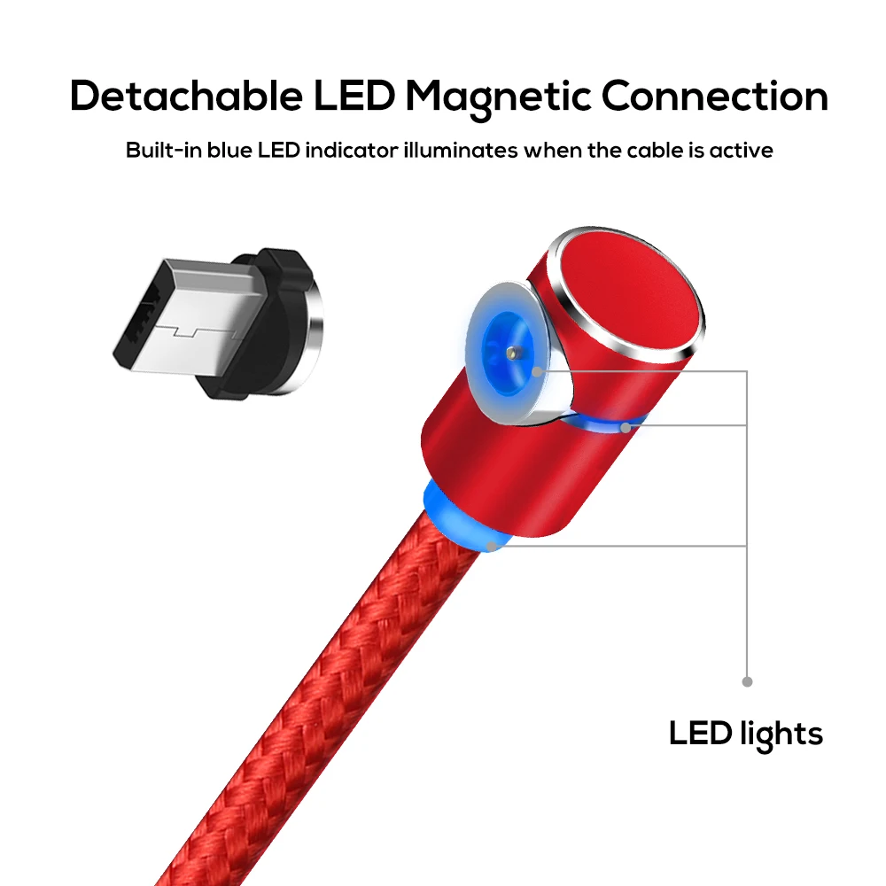 Магнитный кабель для зарядки iPhone XS Max XR X 8 7 6 6s Plus USB LED Type C Micro зарядный