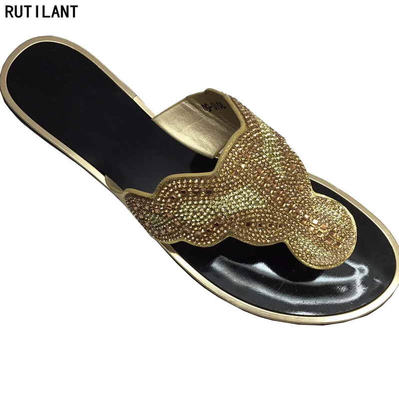 Новое поступление итальянские Обувь на низком каблуке со стразами Elegantr