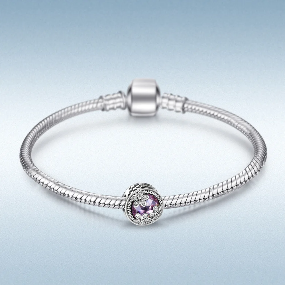 Jewelrypalace стерлингового серебра 925 Daisy хиджаб розовый Мурано Стекло бисер Подвески Fit Браслеты подарки для нее Модные украшения подарок