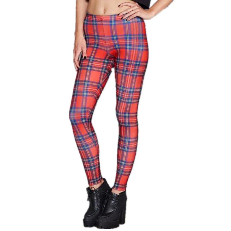 

hirigin Women Red plaid soft Printed Fitness Leggings Stretch ladies girls Pants Trousers for women do exercise female