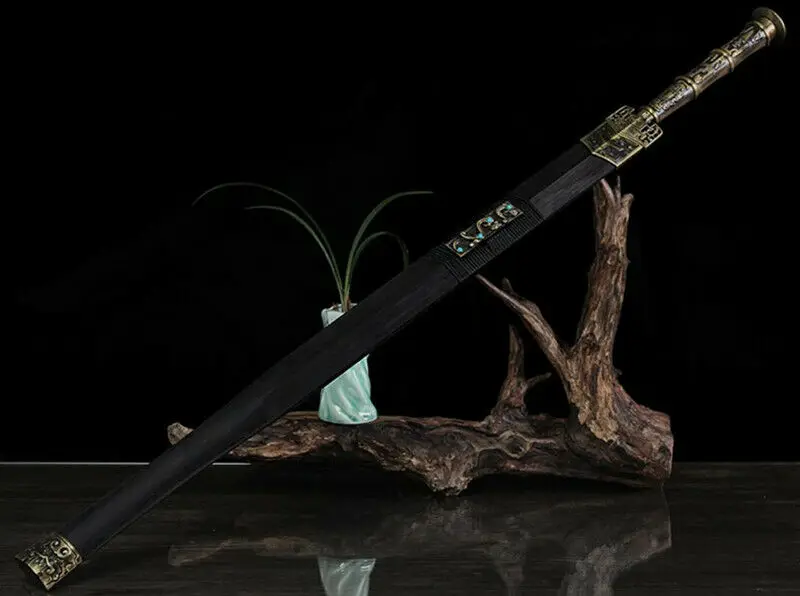 Высокое качество KungFu Han jian меч острый катана красный дамасский сложенный