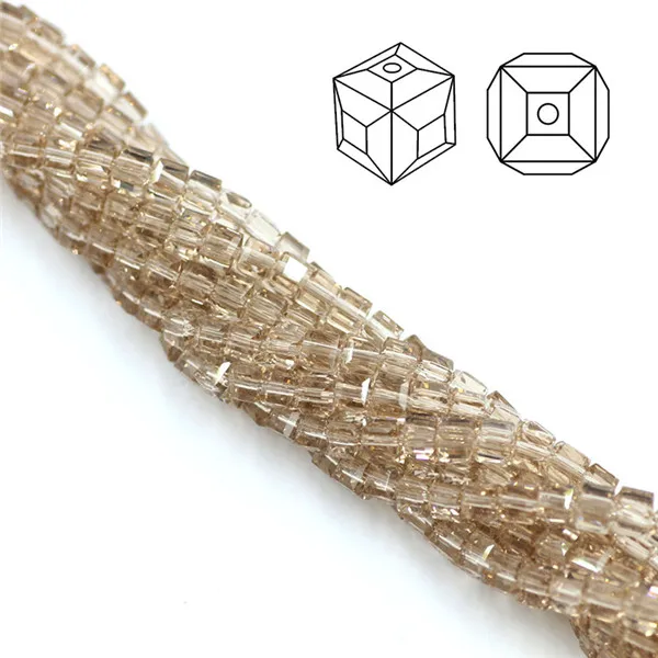 silver champagne ZHUBI 100 шт 3 мм модные разделительные кубики граненые хрустальные бусины амулеты конфетные стеклянные Квадратные бусины для изготовления ювелирных изделий из бисера - Цвет: silver champagne