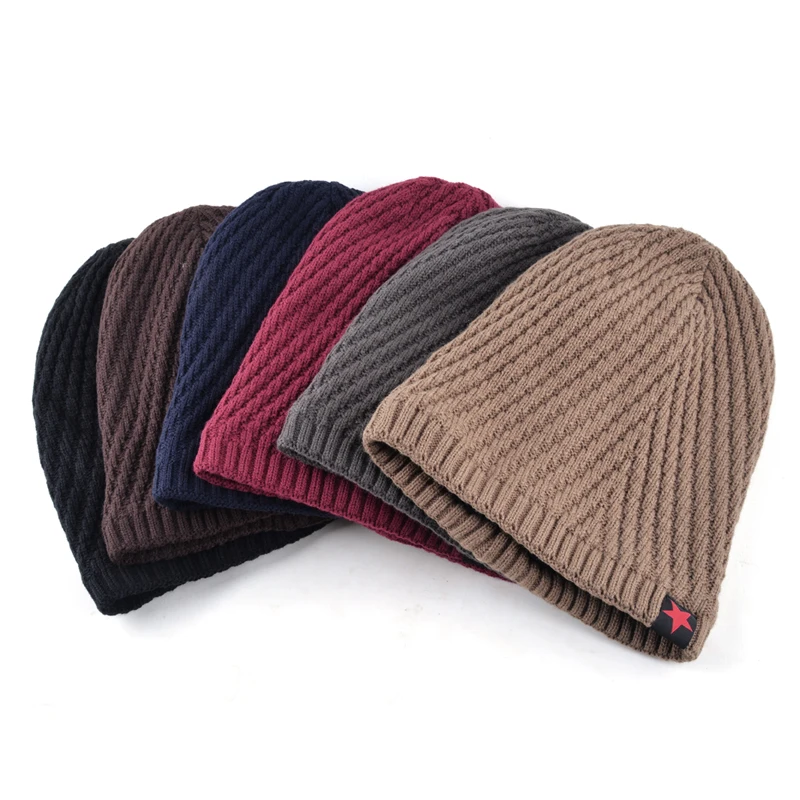 TQMSMY Мужская зимняя шапка вязаная Skullies Женская этикетка красная звезда шапки бини