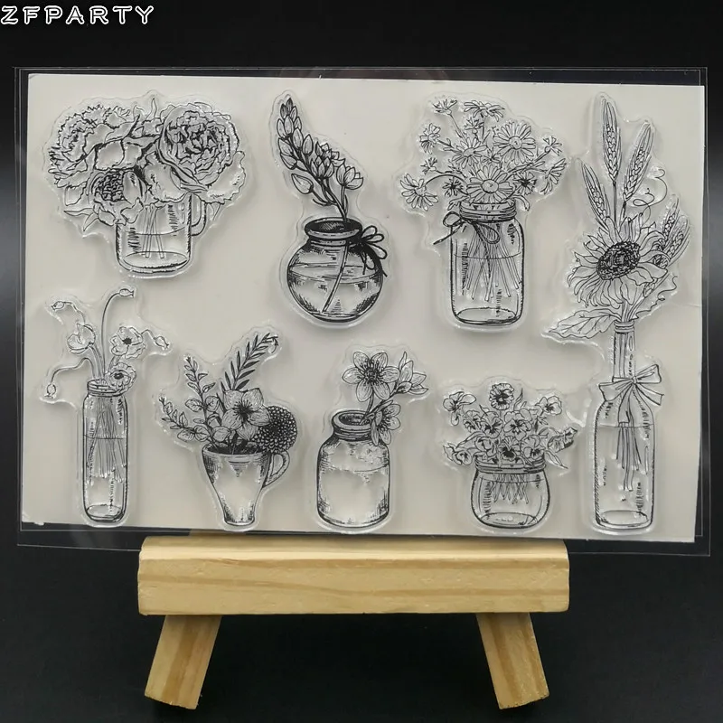 ZFPARTY ваза для цветов прозрачный силиконовый штамп/печать DIY скрапбукинга/фото
