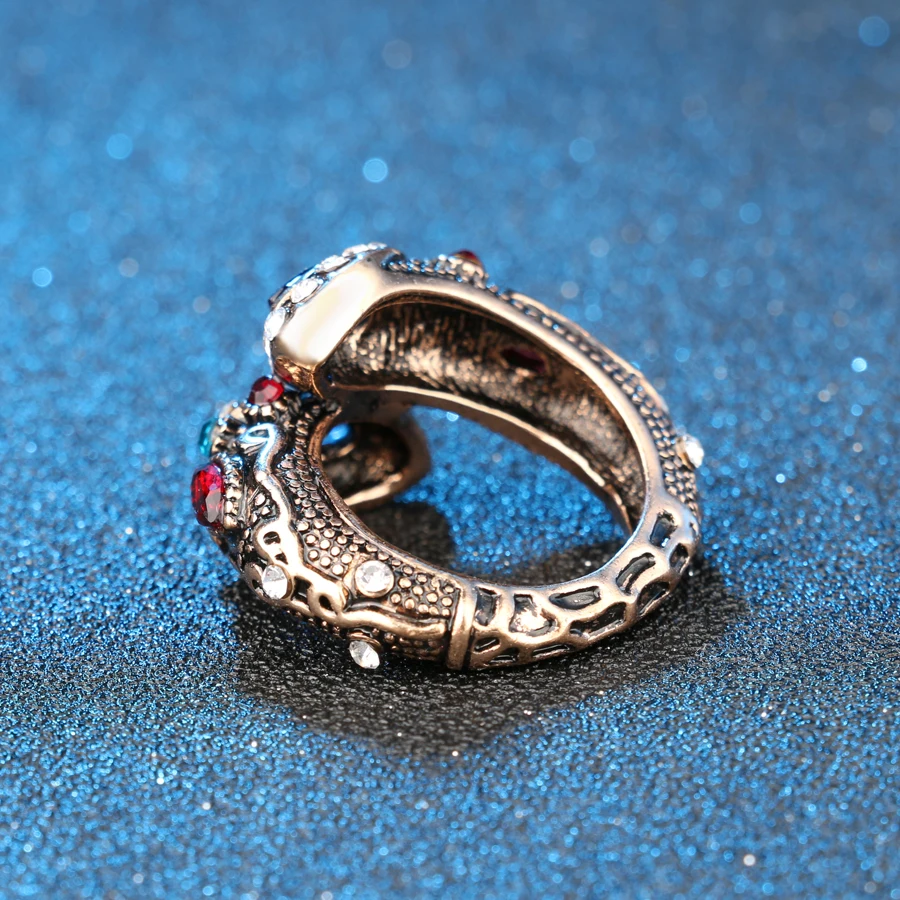 Kinel уникальное кольцо с кристаллами цвет древнего золота винтажный вид двумя