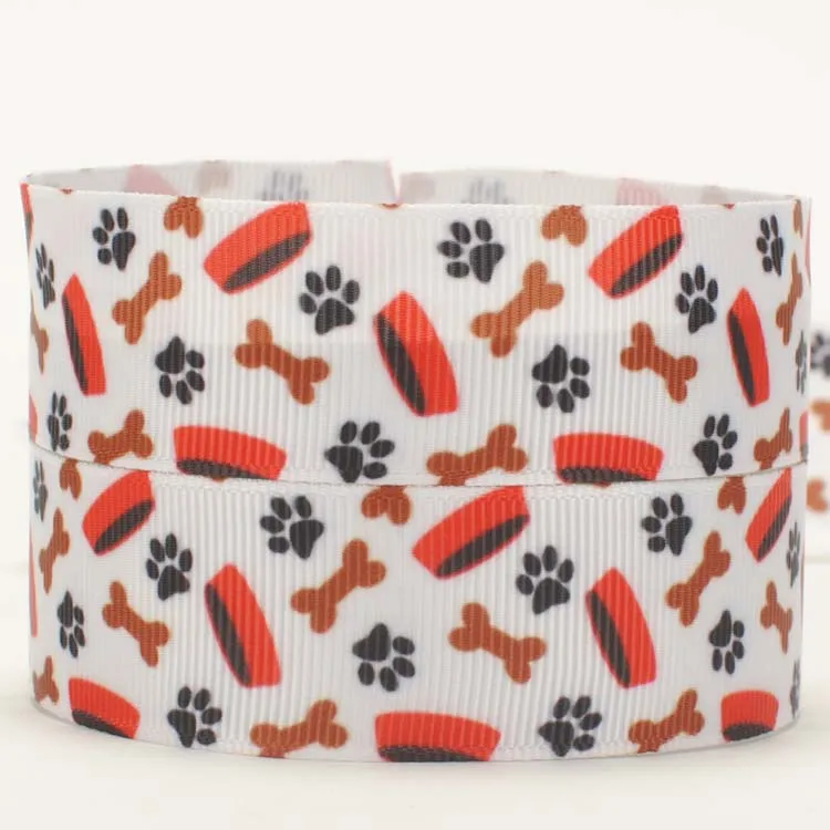 Лента в рубчик с принтом Собачья лапа 7/8 дюйма 22 мм|grosgrain cartoon ribbon|ribbon free shippingcartoon
