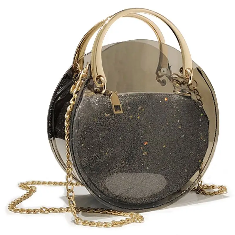 Круглая прозрачная сумка через плечо мессенджер для денег с внутренней сумкой