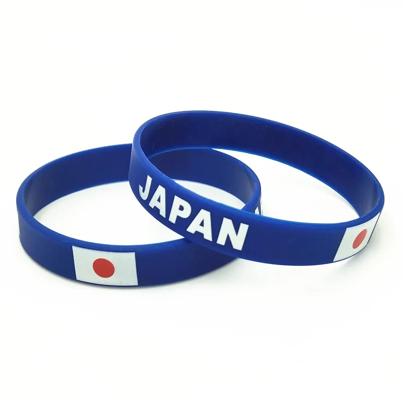 

1PC Blue Country Japan Flag Silicone Wristband Football Soccer Team Fans Sports Elastic Rubber Bracelets&Bangles Armband SH236