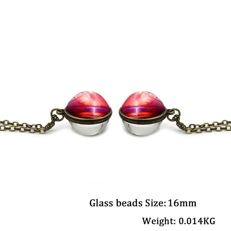Vintage Nebula Galaxy Double Sided Pendant Necklace with Bronze Color Art Picture Glass Ball Handmade Jewelry 2019 | Украшения и