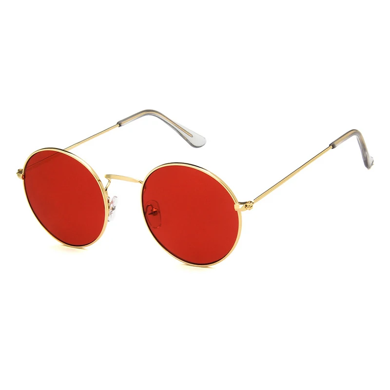 Gold Red Elbru женские солнцезащитные очки винтажные брендовые дизайнерские классические круглые солнцезащитные очки для женщин и мужчин сплав Oculos De Sol черный розовый красный - Цвет линз: Gold Red