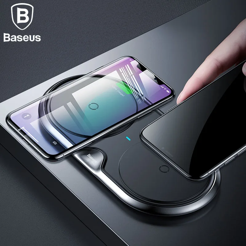 Baseus 10 Вт двойное сиденье Qi Беспроводной Зарядное устройство для iPhone X 8 samsung S9 S8